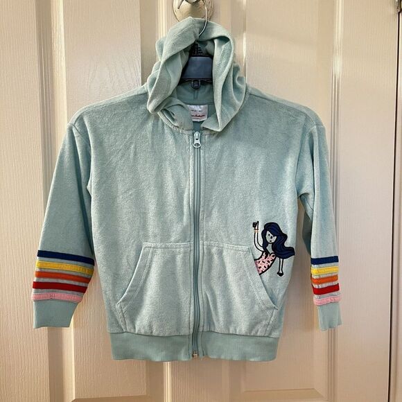 Hanna Andersson Mermaid Dolphin Rainbow Applique Terry Hoodie Girls SZ 110 US 5